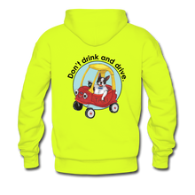 Load image into Gallery viewer, Don&#39;t Drink and Drive Hoodie (Dark Text) - safety green
